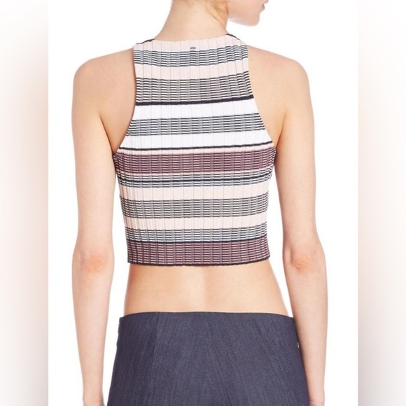 Elizabeth and James Striped Multicolor Racer Back Crop Top - Size S - Picture 2 of 3